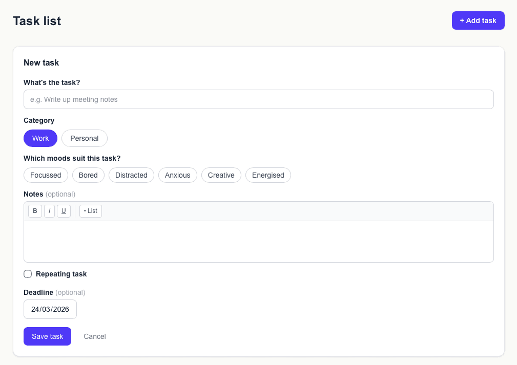 Adding your first tasks
