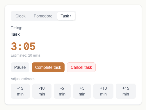Starting and timing a task